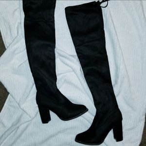 Thigh High Sparkle Trim Boots